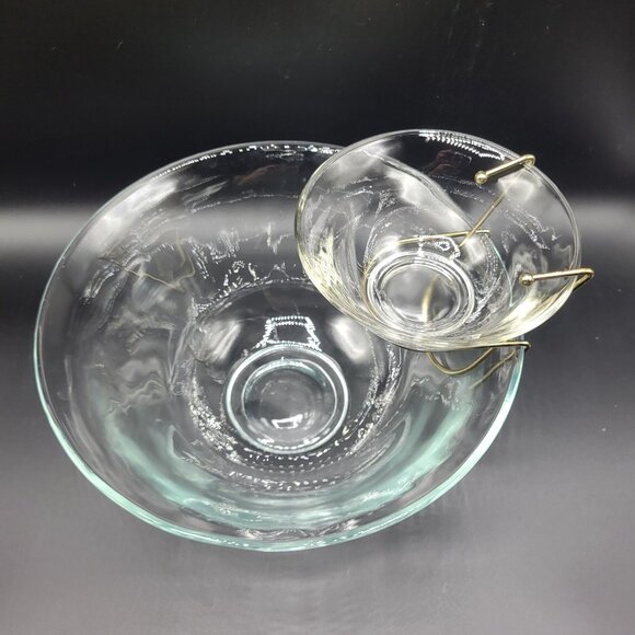 Vintage Indiana Clear Glass 3-Piece Chip N Dip Bowl Set MCM Design - Picture 3 of 11